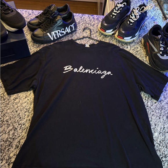 Balenciaga Black Tee with White Script